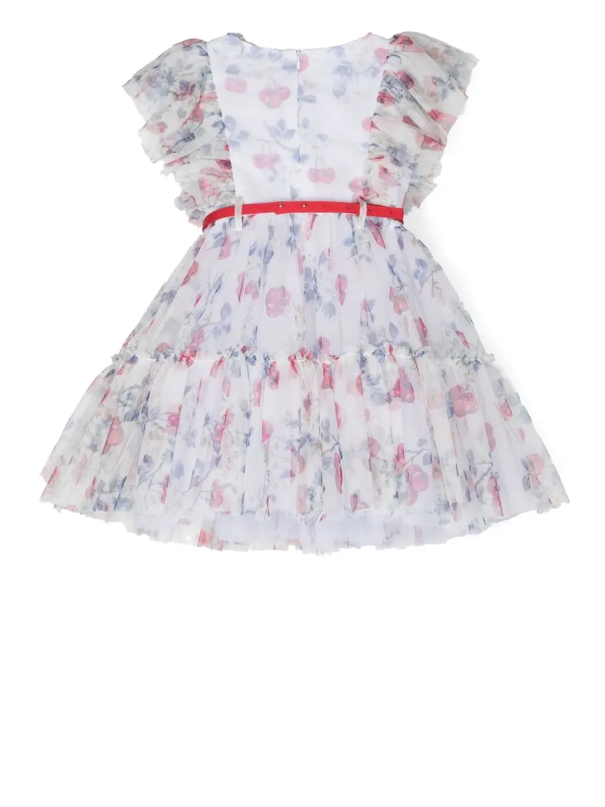 Monnalisa tiered belted dress - White - 画像2