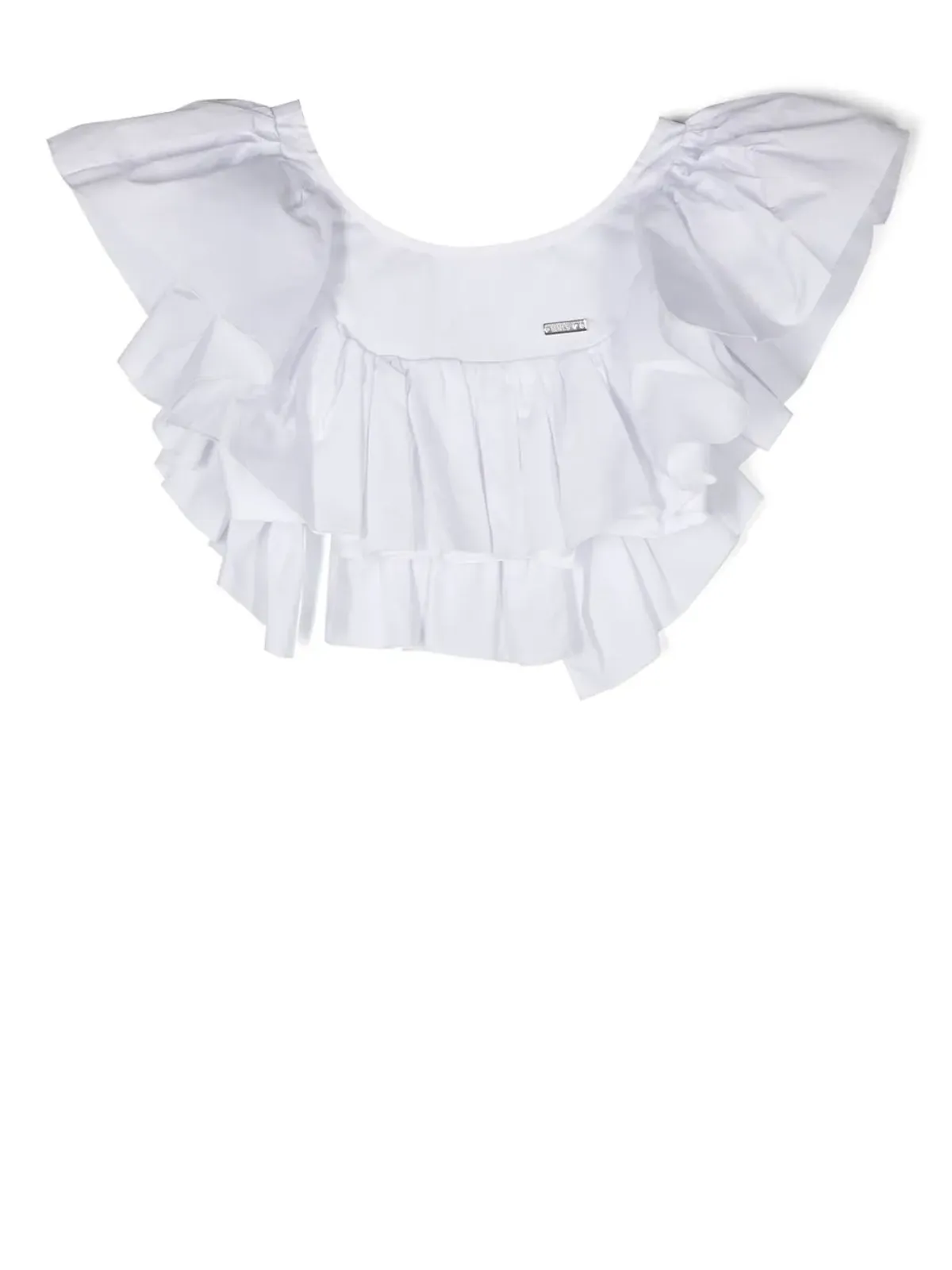 Monnalisa ruffle-trim cropped blouse - White - 画像1