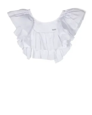 Monnalisa ruffle-trim cropped blouse - White - サムネイル1