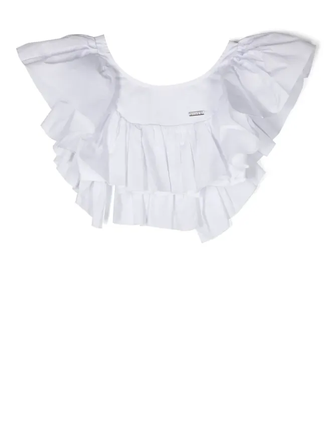 Monnalisa Monnalisa ruffle-trim cropped blouse - Whiteの商品画像