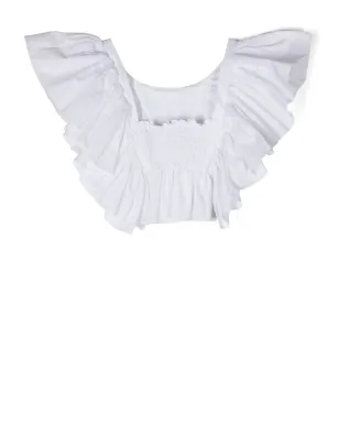 Monnalisa ruffle-trim cropped blouse - White - サムネイル2