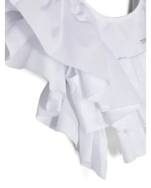 Monnalisa ruffle-trim cropped blouse - White - サムネイル3