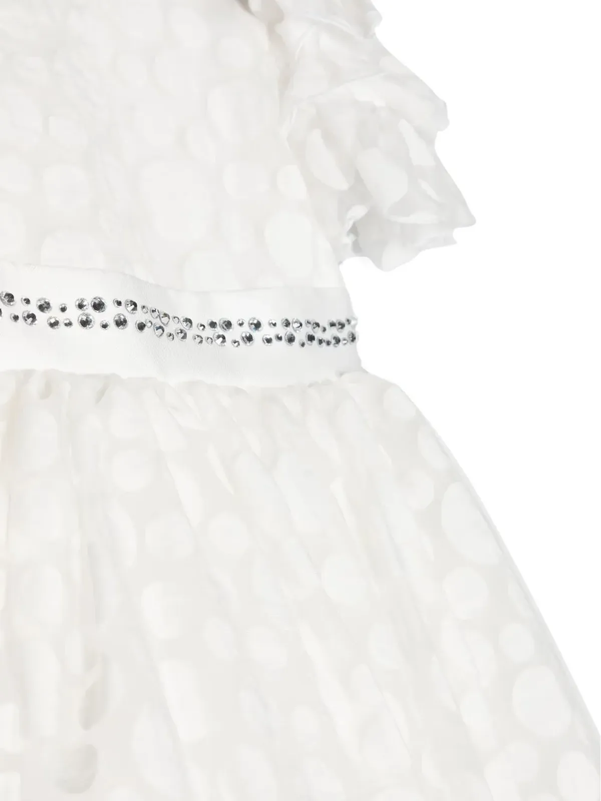 Monnalisa コットン水玉柄の半袖ワンピース - White - 画像3