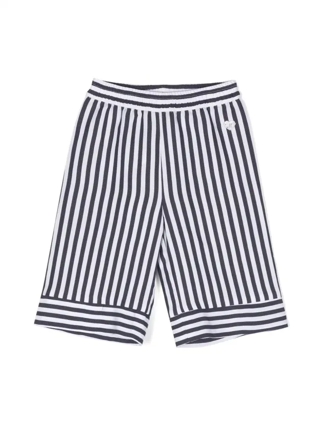 Monnalisa Monnalisa stripe-pattern wide leg trousers - Whiteの商品画像