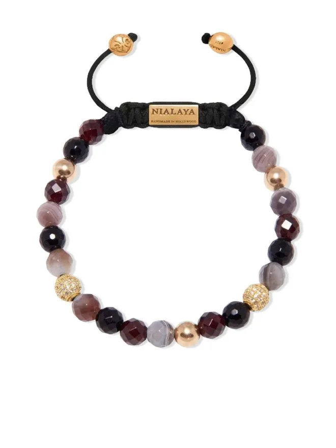 Nialaya Jewelry Nialaya Jewelry クリスタル装飾ビーズブレスレット - ブラックの商品画像