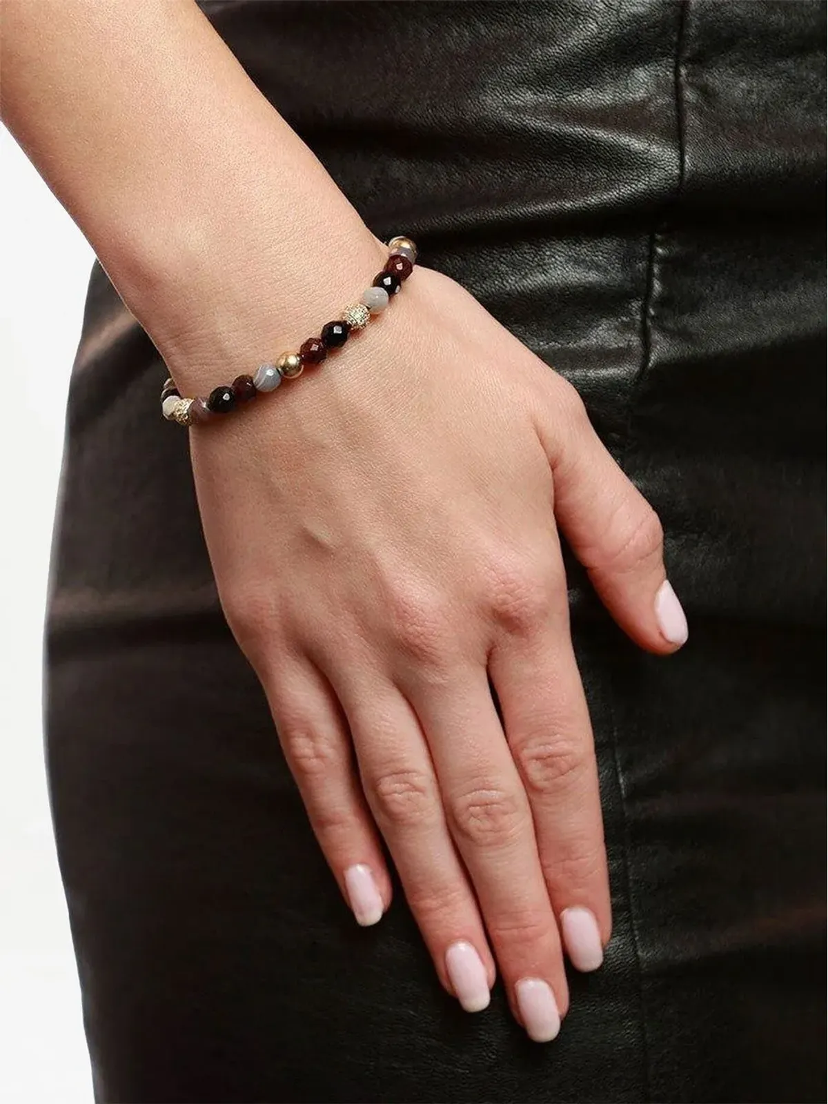 Nialaya Jewelry クリスタル装飾ビーズブレスレット - ブラック - 画像2