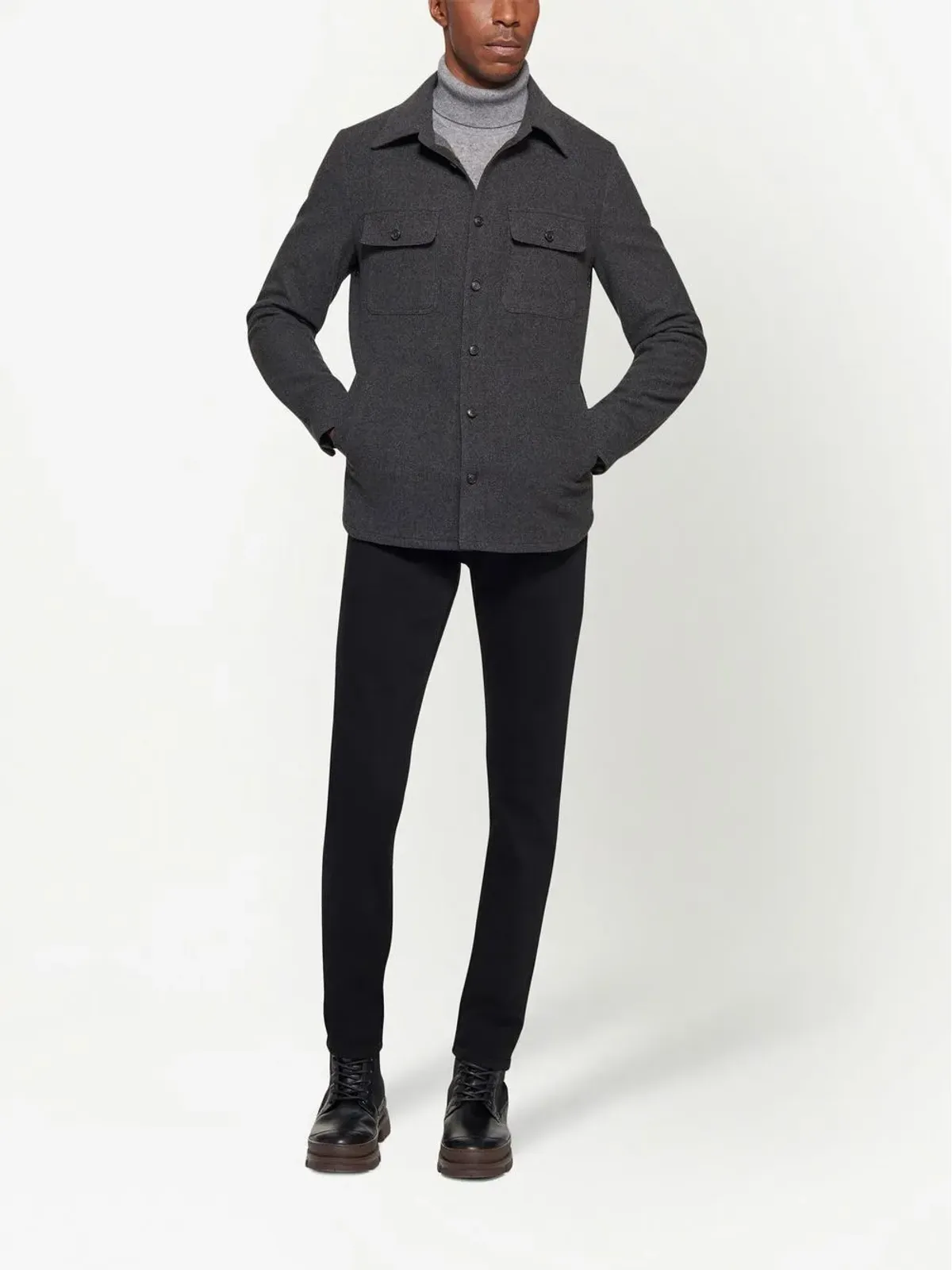 Norwegian Wool ロングスリーブ ウールシャツジャケット - グレー - 画像2
