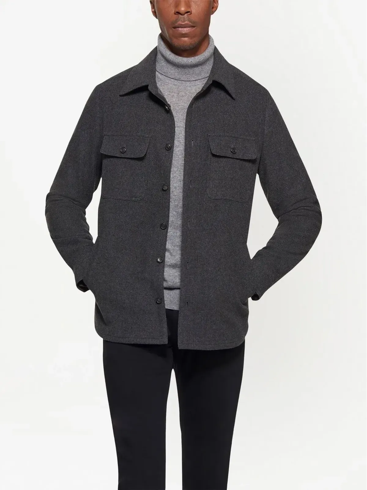Norwegian Wool ロングスリーブ ウールシャツジャケット - グレー - 画像3