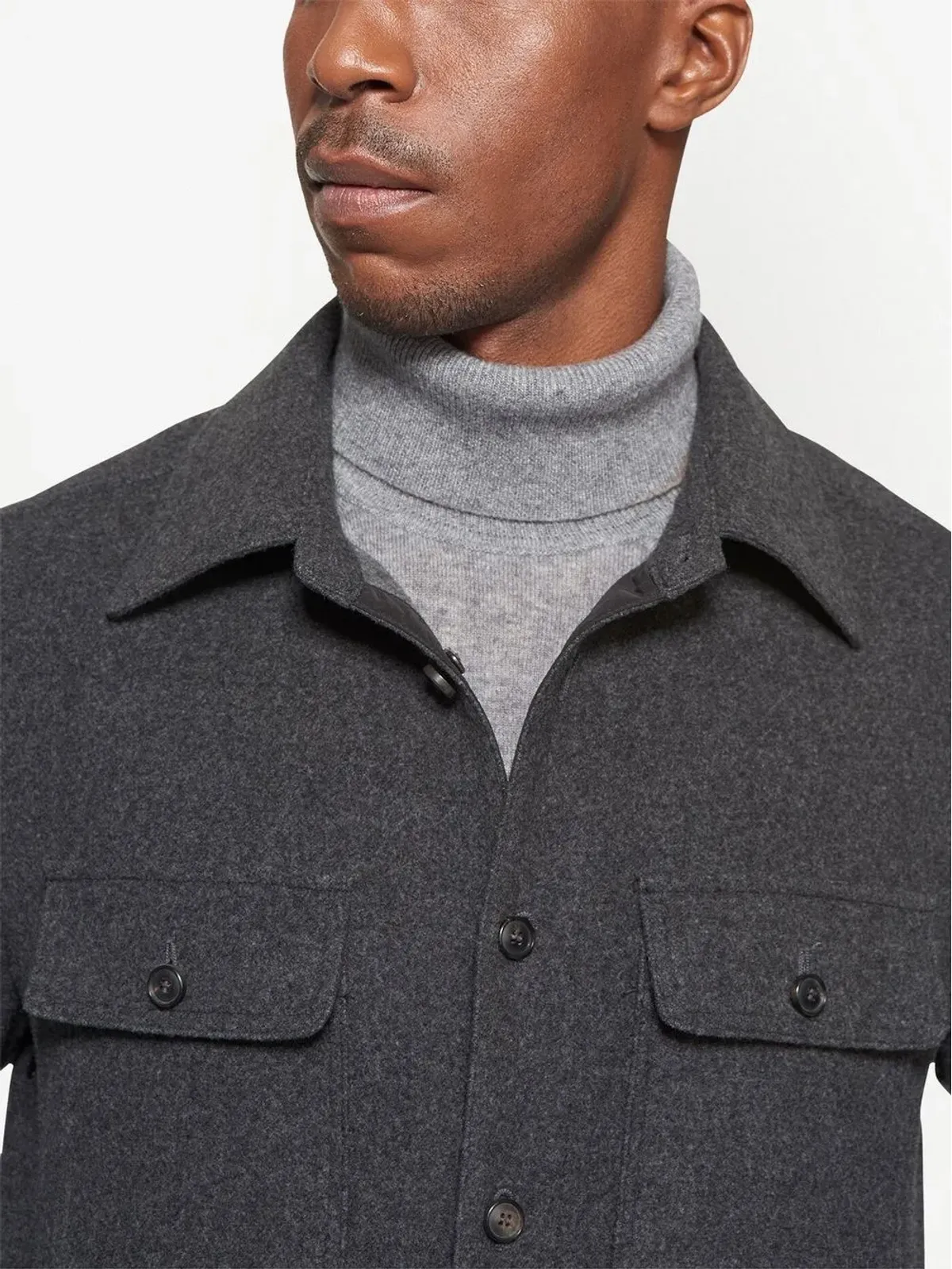 Norwegian Wool ロングスリーブ ウールシャツジャケット - グレー - 画像4