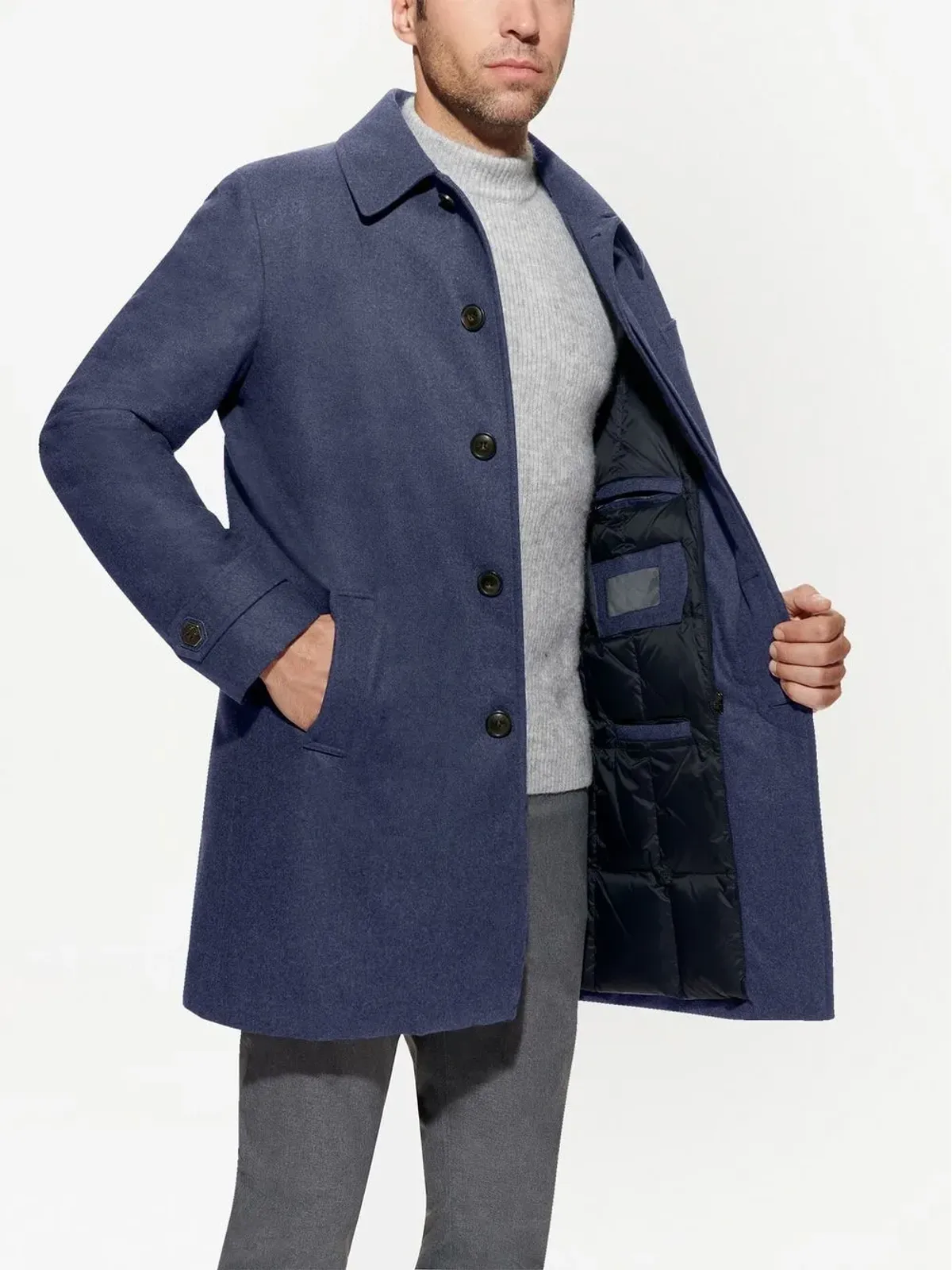 Norwegian Wool ダウン入りウールコート - 画像5