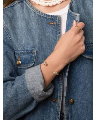 Nialaya Jewelry パンサークリスタル装飾ブレスレット - ゴールド - サムネイル4