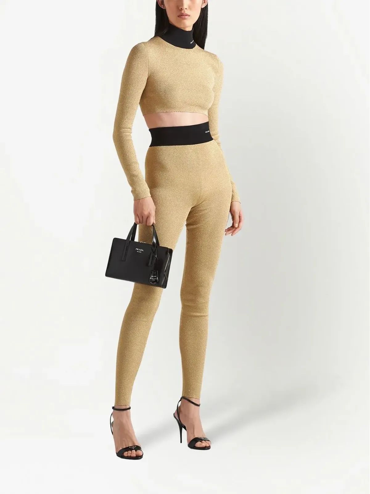 Prada roll-neck lamé jumper - Gold - 画像2