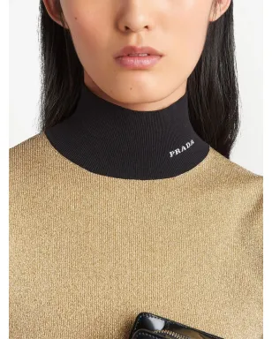 Prada roll-neck lamé jumper - Gold - サムネイル4