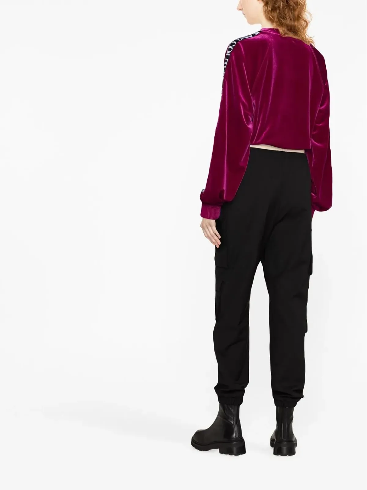 Versace Jeans Couture ロゴトリム ベロア スウェット ピンク - 画像3