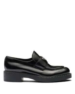 Prada チョコレートブラッシュドレザーローファー - ブラック - サムネイル1