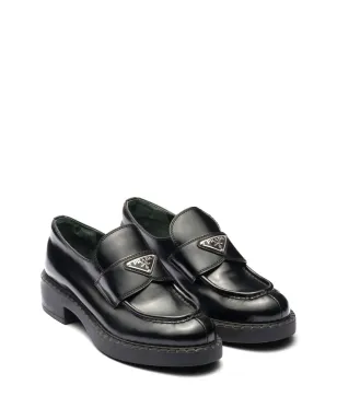 Prada チョコレートブラッシュドレザーローファー - ブラック - サムネイル2