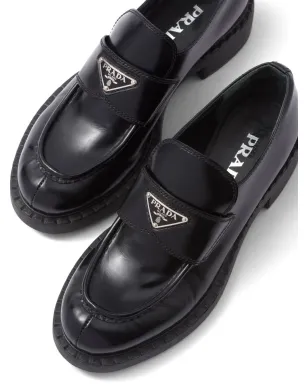 Prada チョコレートブラッシュドレザーローファー - ブラック - サムネイル4
