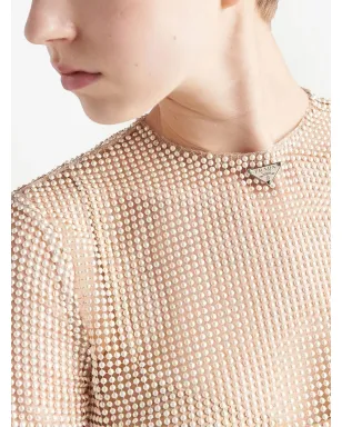 Prada パール装飾メッシュトップ - サムネイル4