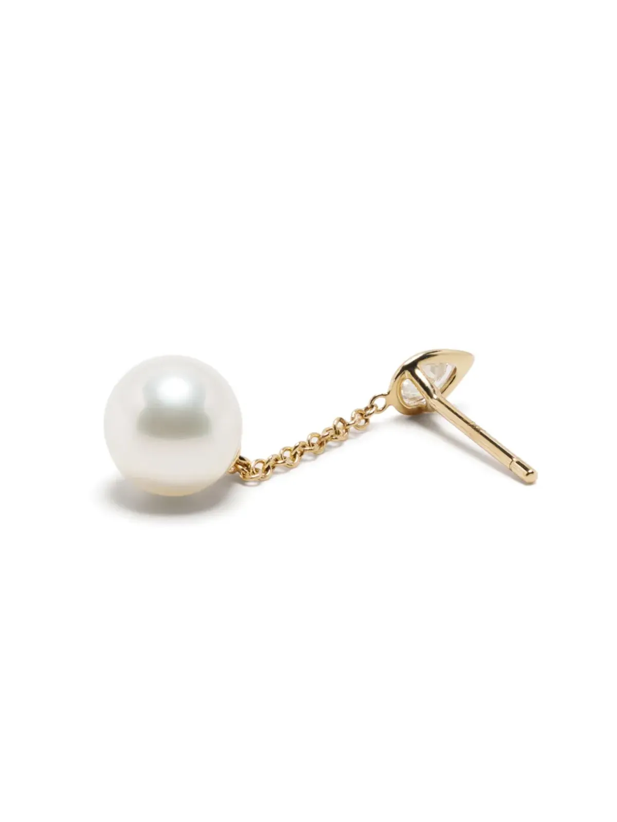 Mizuki 14K イエローゴールド ダイヤモンドと真珠のドロップピアス - 画像4