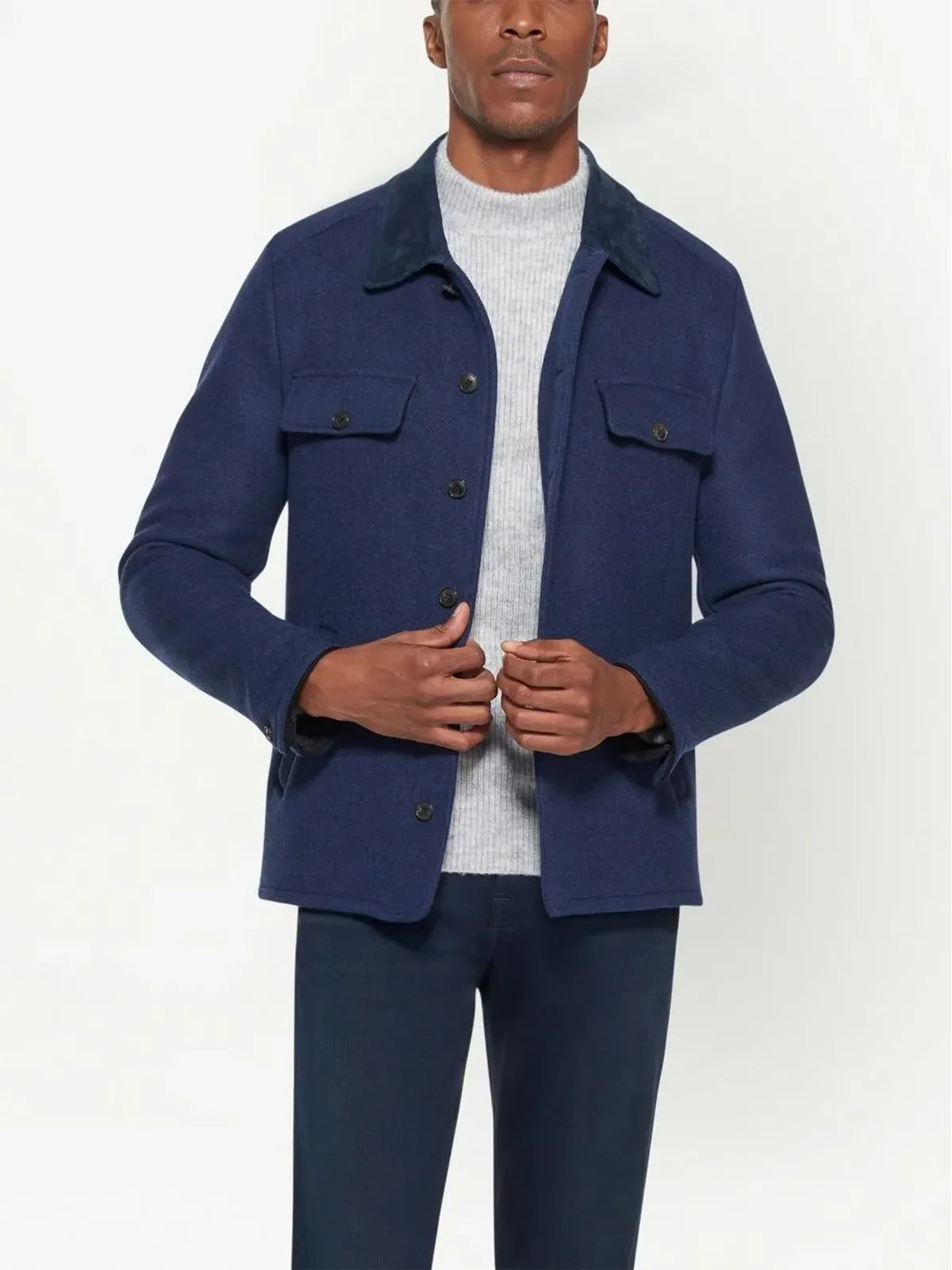 Norwegian Wool Oslo wool shirt jacket - Blue - 画像3