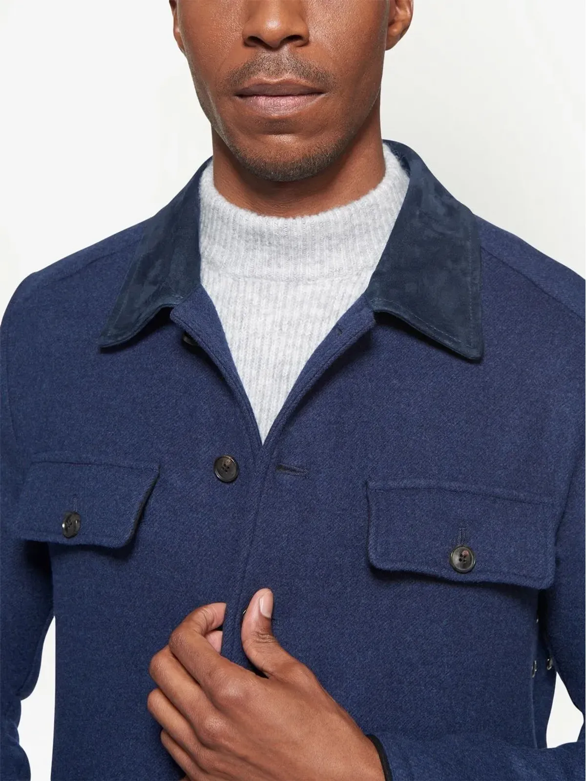 Norwegian Wool Oslo wool shirt jacket - Blue - 画像4