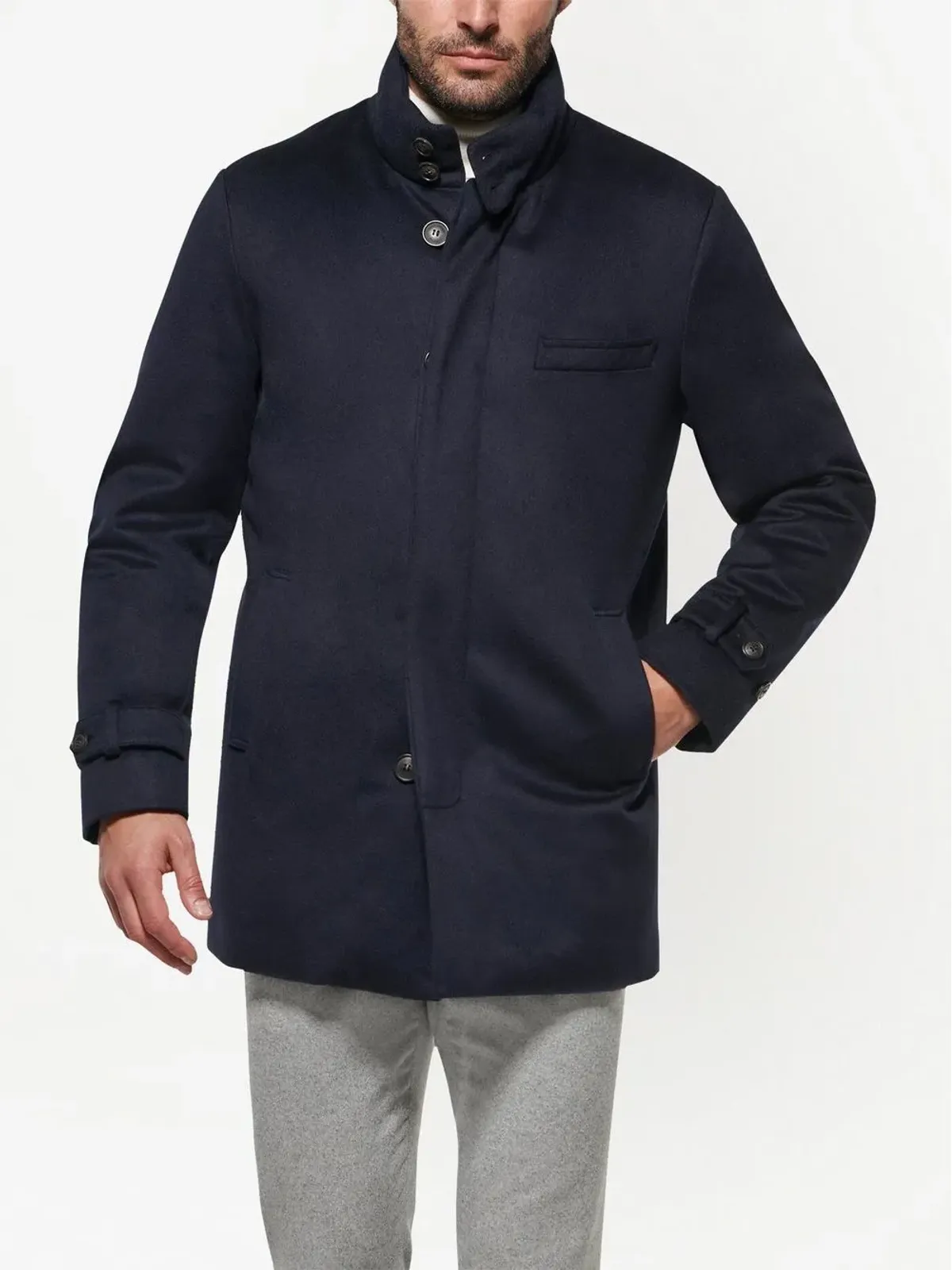 Norwegian Wool ネイビー カシミヤ ダウンライニング ジャケット - 画像3