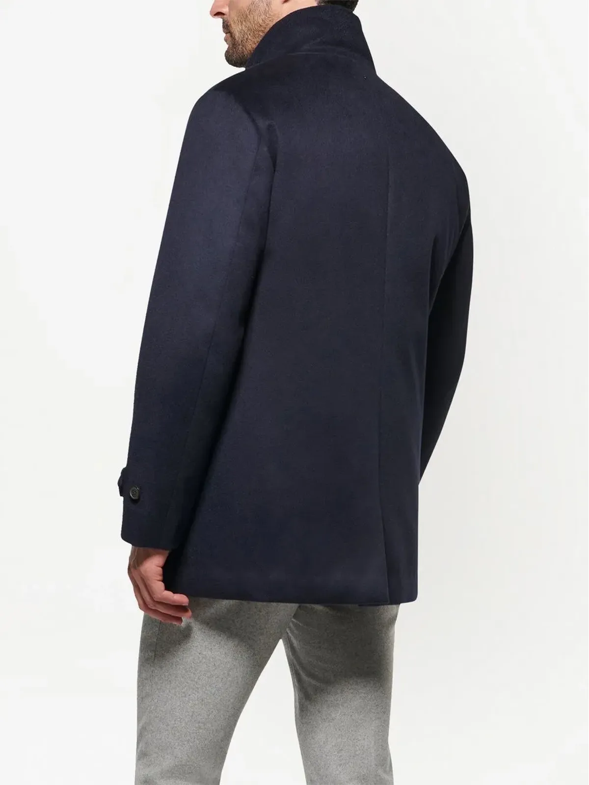 Norwegian Wool ネイビー カシミヤ ダウンライニング ジャケット - 画像4