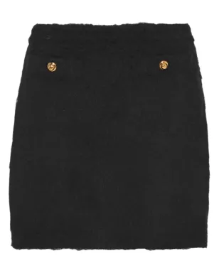 Miu Miu ハイウエスト ブークレ ミニスカート - ブラック - サムネイル1