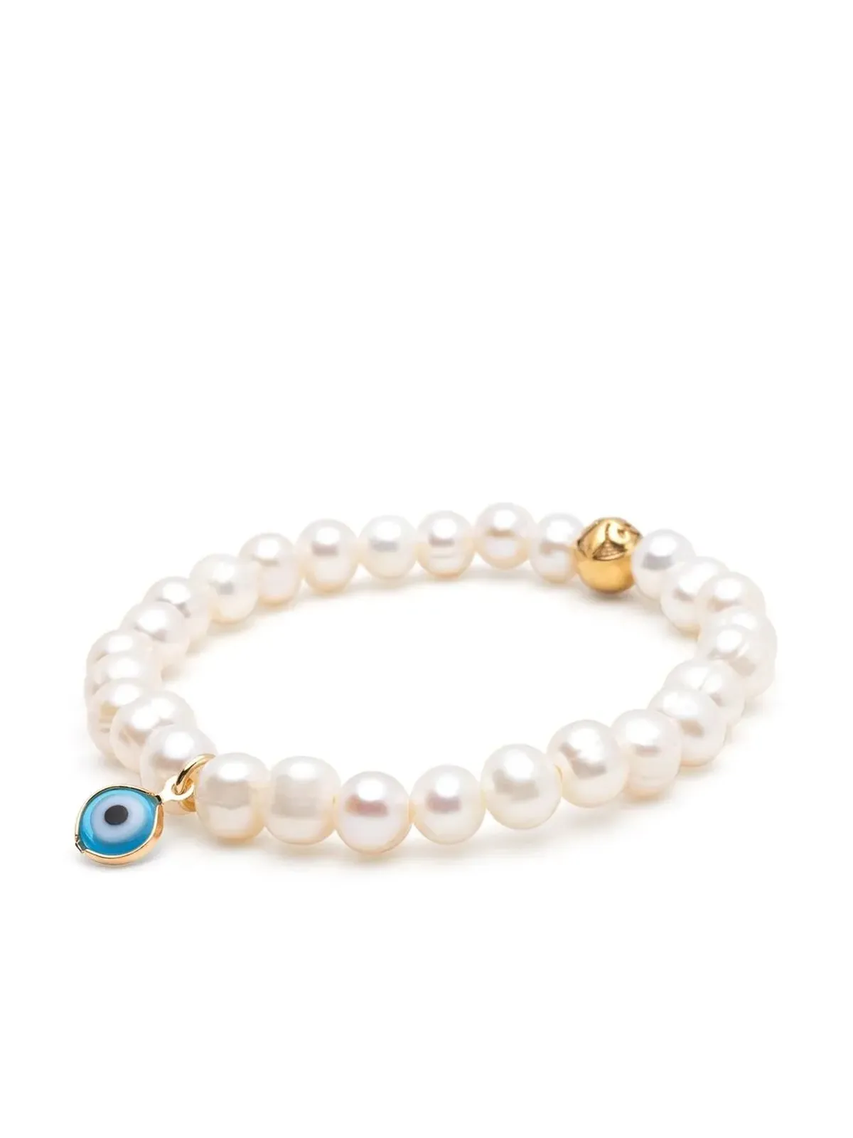 Nialaya Jewelry エビルアイチャーム付きパールブレスレット ブルー - 画像3