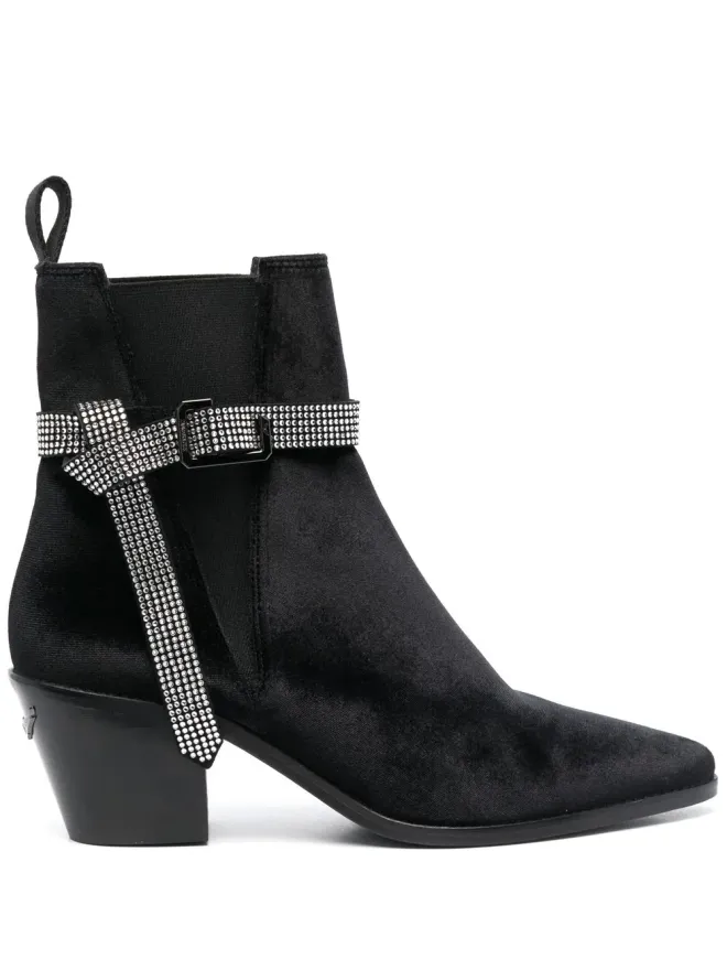 Zadig&Voltaire Zadig&Voltaire クリスタル付きベルベットブーツ - ブラックの商品画像