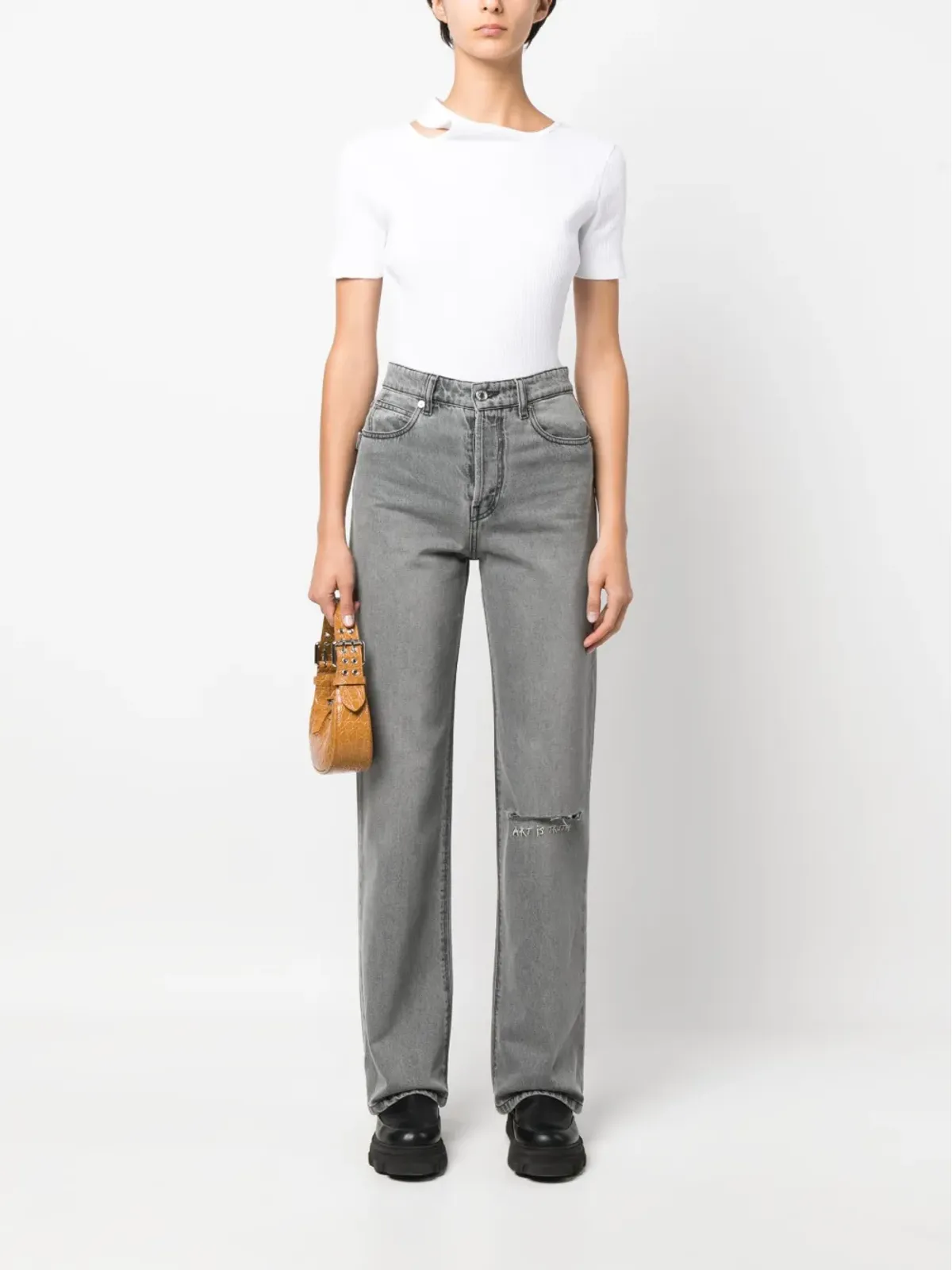 Zadig&Voltaire distressed straight-leg jeans - Grey - 画像2