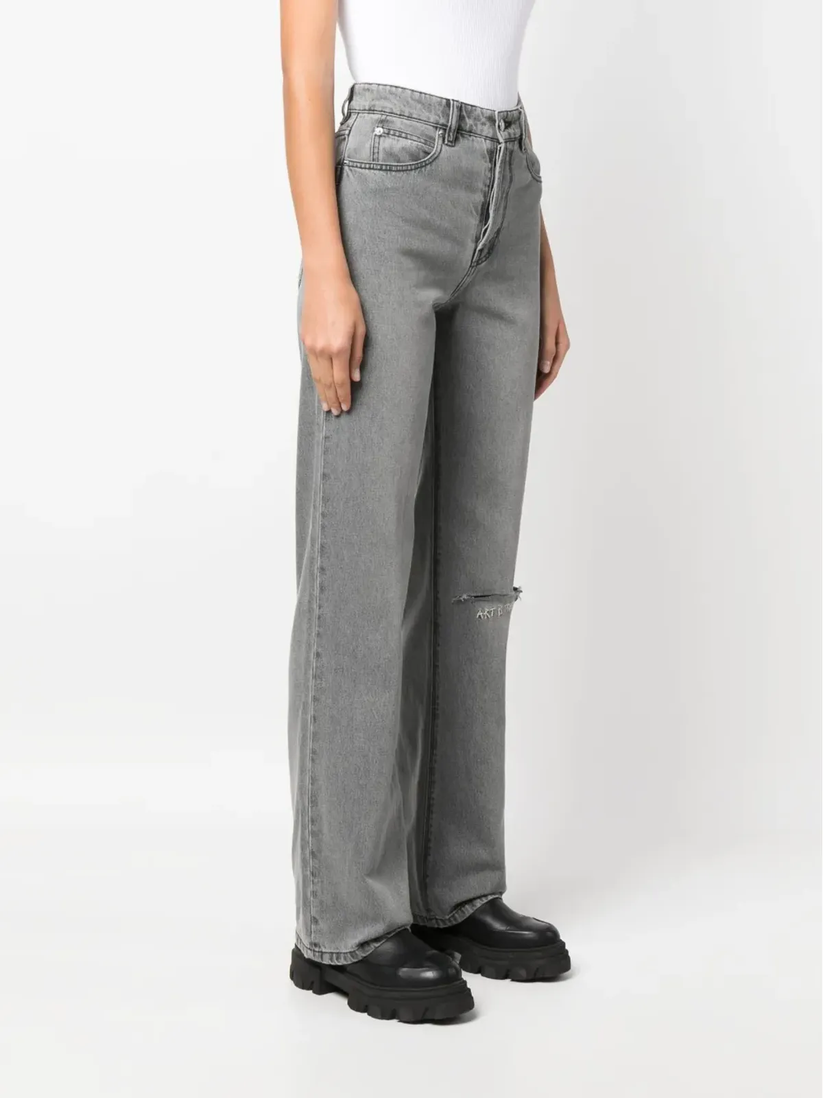 Zadig&Voltaire distressed straight-leg jeans - Grey - 画像3