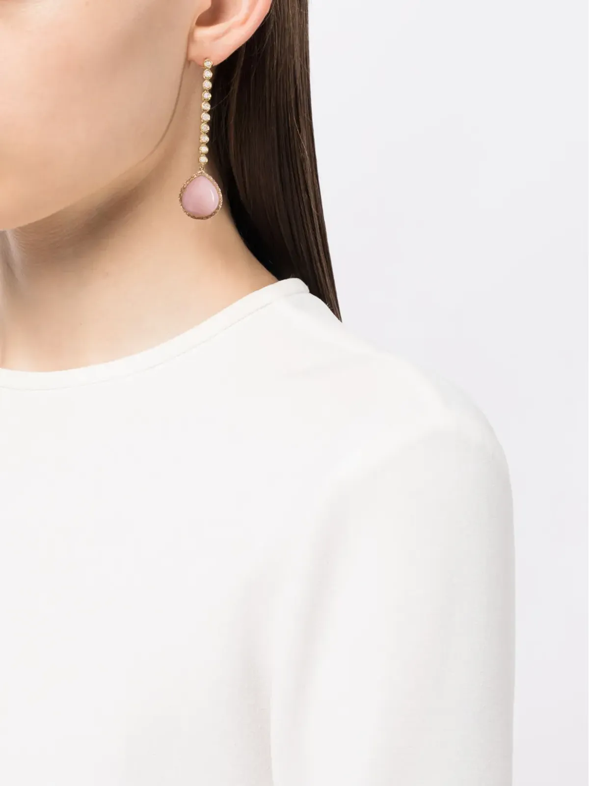 Octavia Elizabeth 18kt yellow gold sapphire and diamond drop earrings - 画像2