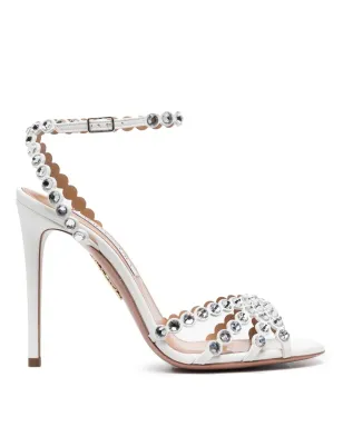 Aquazzura Tequila クリスタル装飾サンダル（ホワイト） - サムネイル1