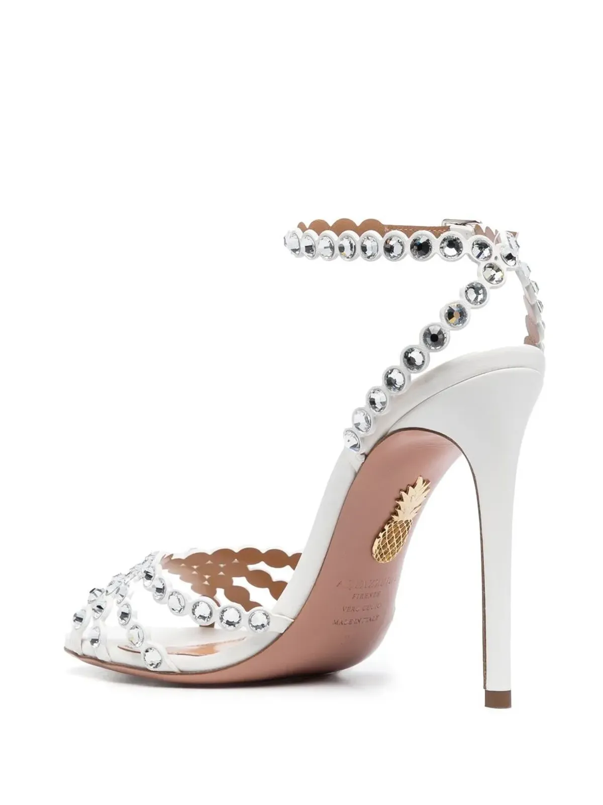 Aquazzura Tequila クリスタル装飾サンダル（ホワイト） - 画像3