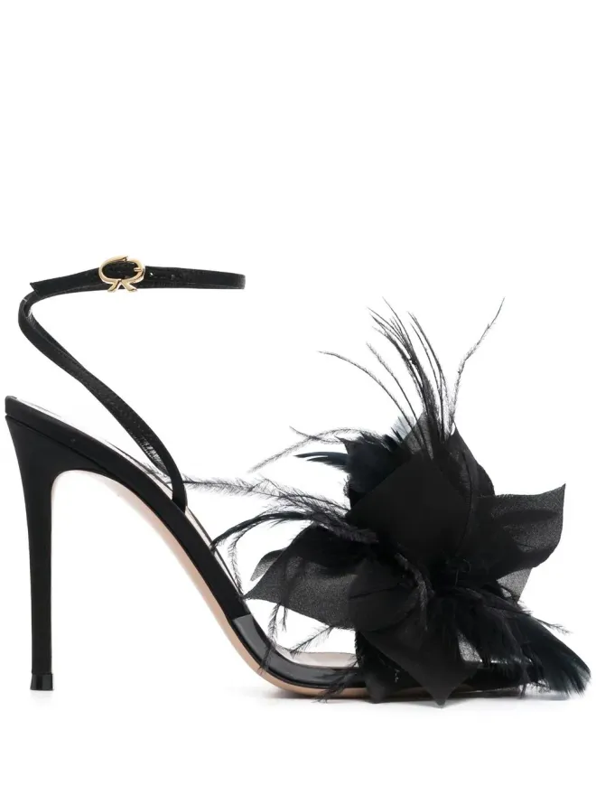 Gianvito Rossi Gianvito Rossi ヤネス 105mm 羽毛装飾サンダルの商品画像