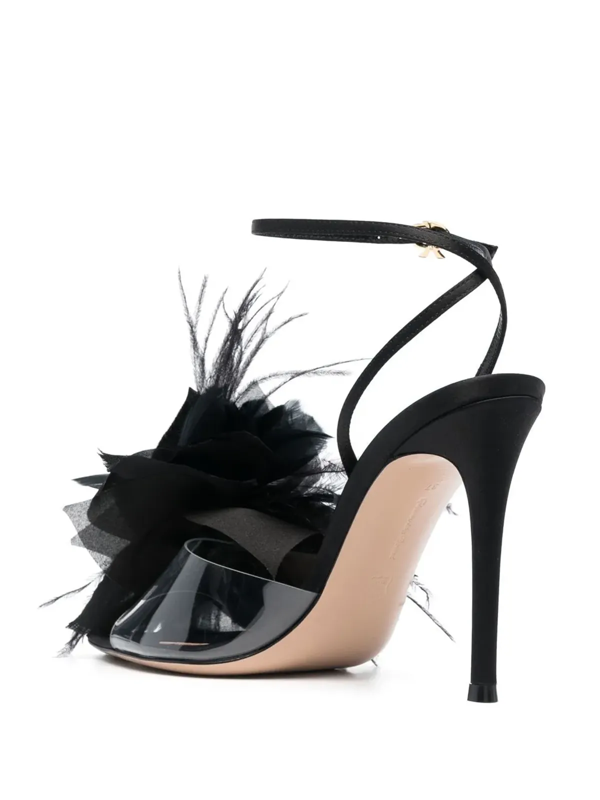 Gianvito Rossi ヤネス 105mm 羽毛装飾サンダル - 画像3