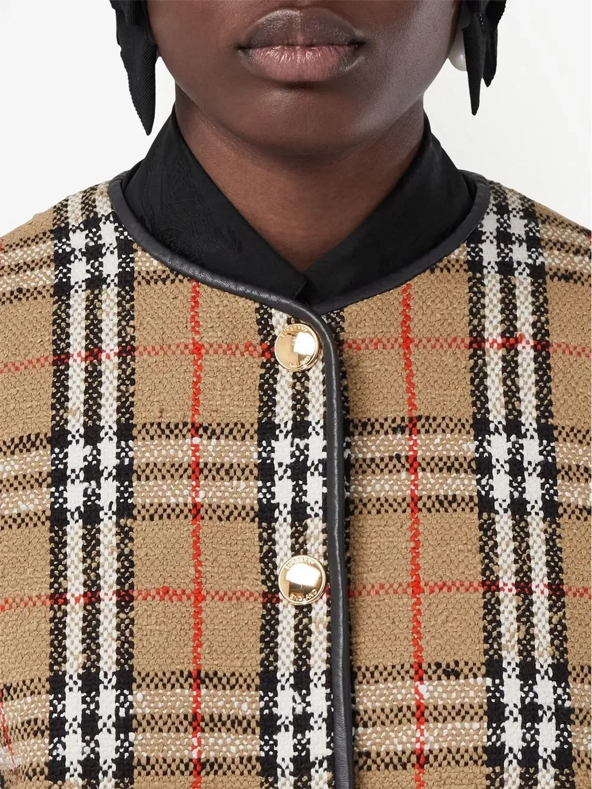 Burberry ヴィンテージチェック ブークレ ノーカラージャケット - 画像5