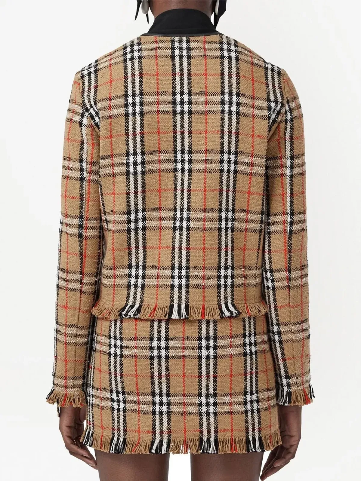 Burberry ヴィンテージチェック ブークレ ノーカラージャケット - 画像4