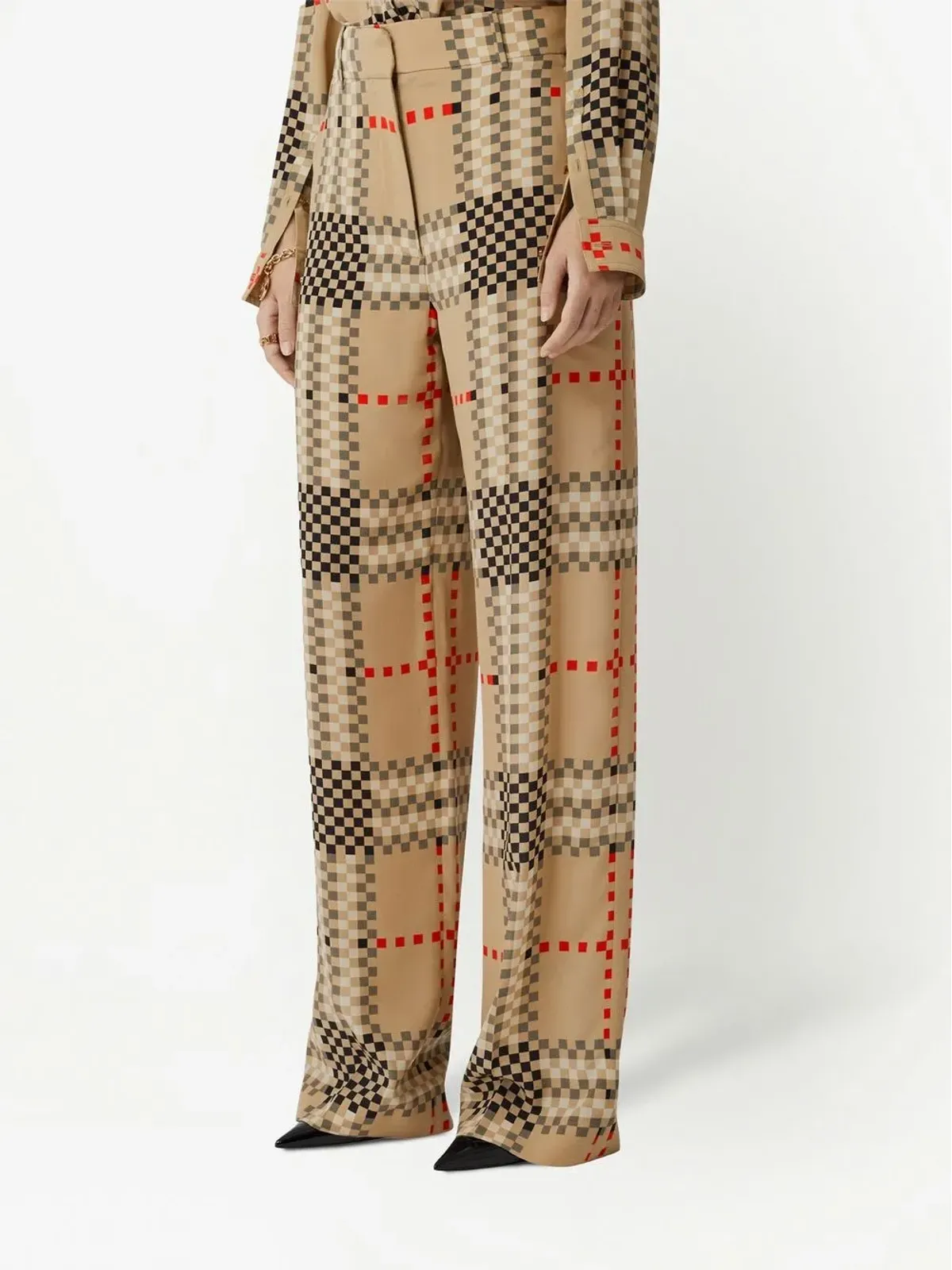 Burberry ピクセルチェック ワイドレッグパンツ - 画像3