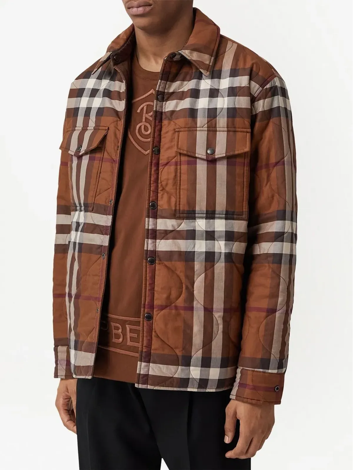 Burberry リバーシブル チェック柄キルティッド オーバーシャツ - 画像5