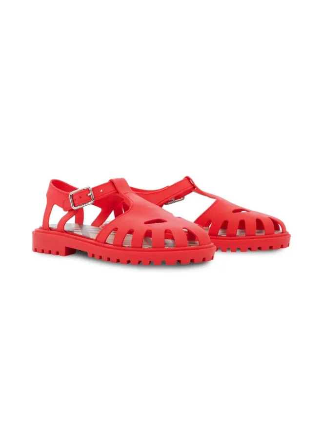 Burberry Kids Burberry Kids Vintage Check-lined rubber sandals - Redの商品画像
