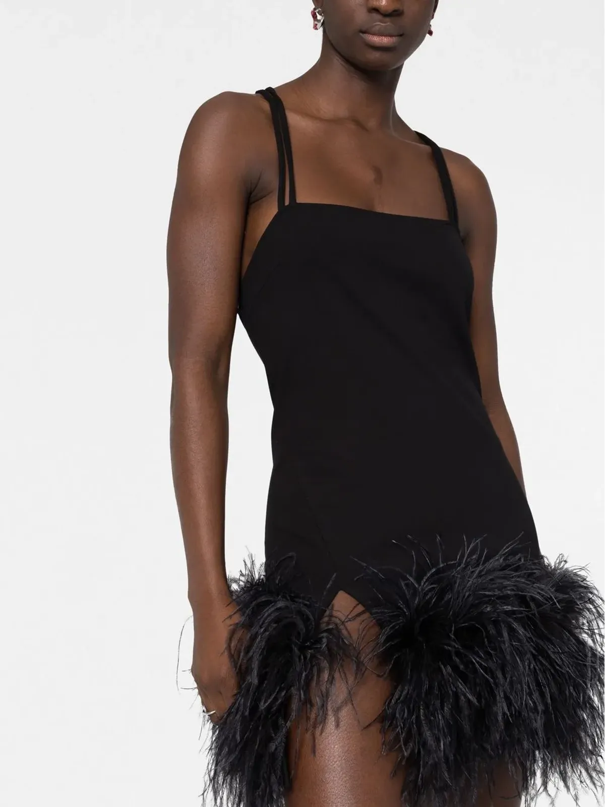 The Attico feather-trim mini dress - Black - 画像5