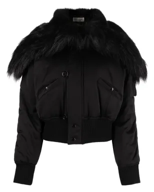 Saint Laurent フェイクファー・トリム付き クロップド ボンバージャケット - サムネイル1