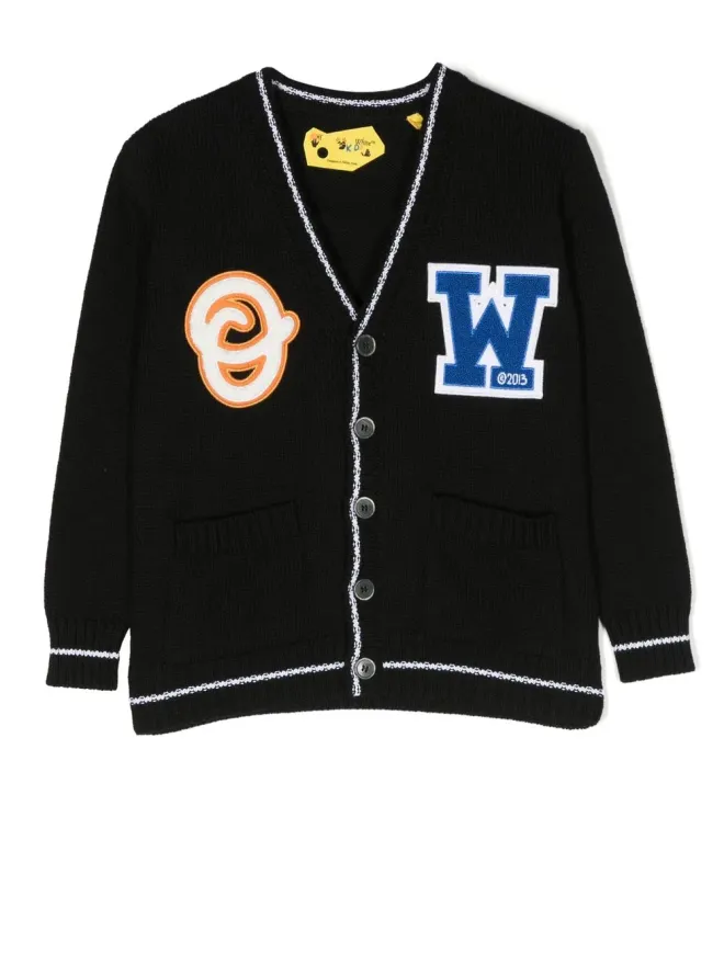 Off-White Kids Off-White Kids OWパッチディテール編み込みカーディガン - ブラックの商品画像