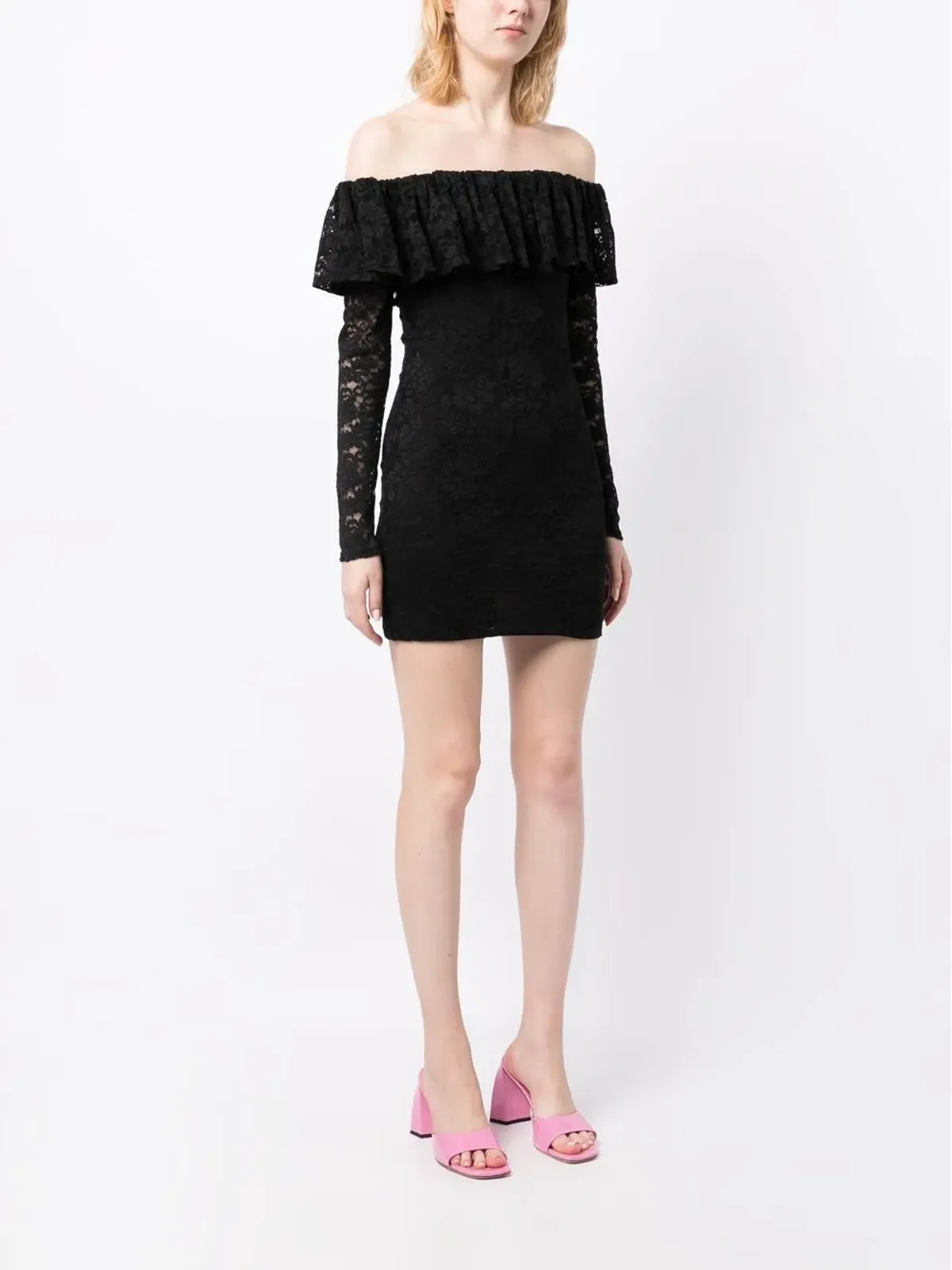 Caroline Constas アレッシア オフショルダードレス ブラック - 画像3