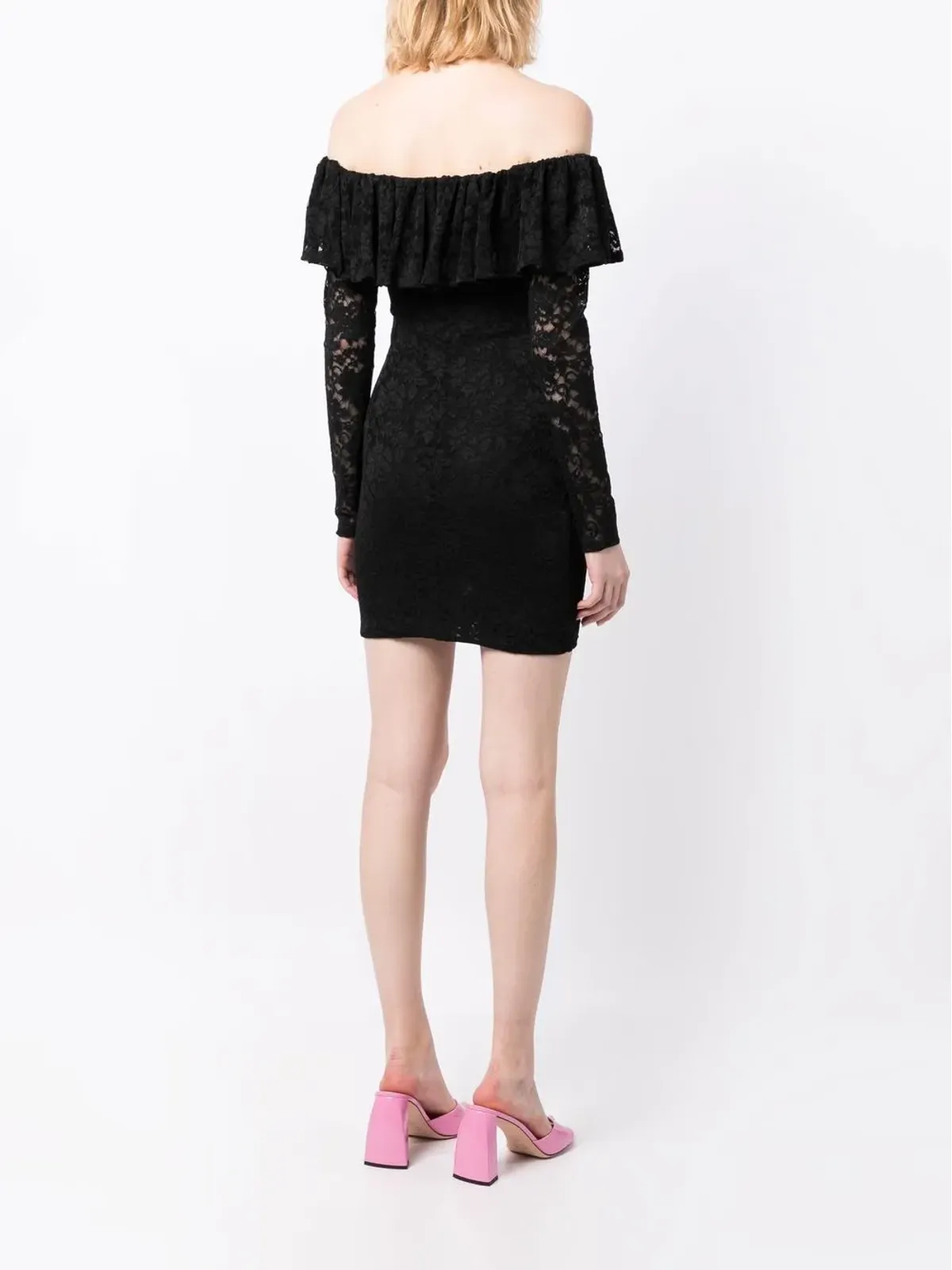 Caroline Constas アレッシア オフショルダードレス ブラック - 画像4