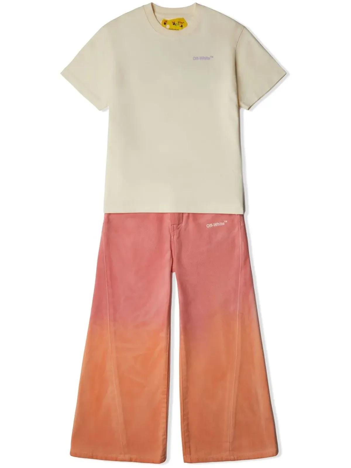 Off-White Kids ヘルベチカ フェード加工 ワイドレッグ トラウザー - ピンク - 画像2