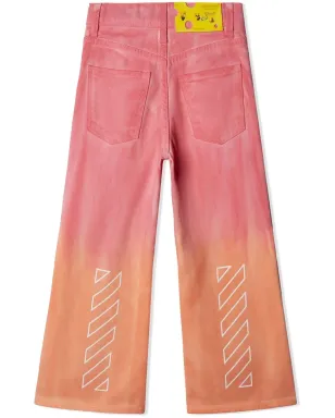 Off-White Kids ヘルベチカ フェード加工 ワイドレッグ トラウザー - ピンク - サムネイル3