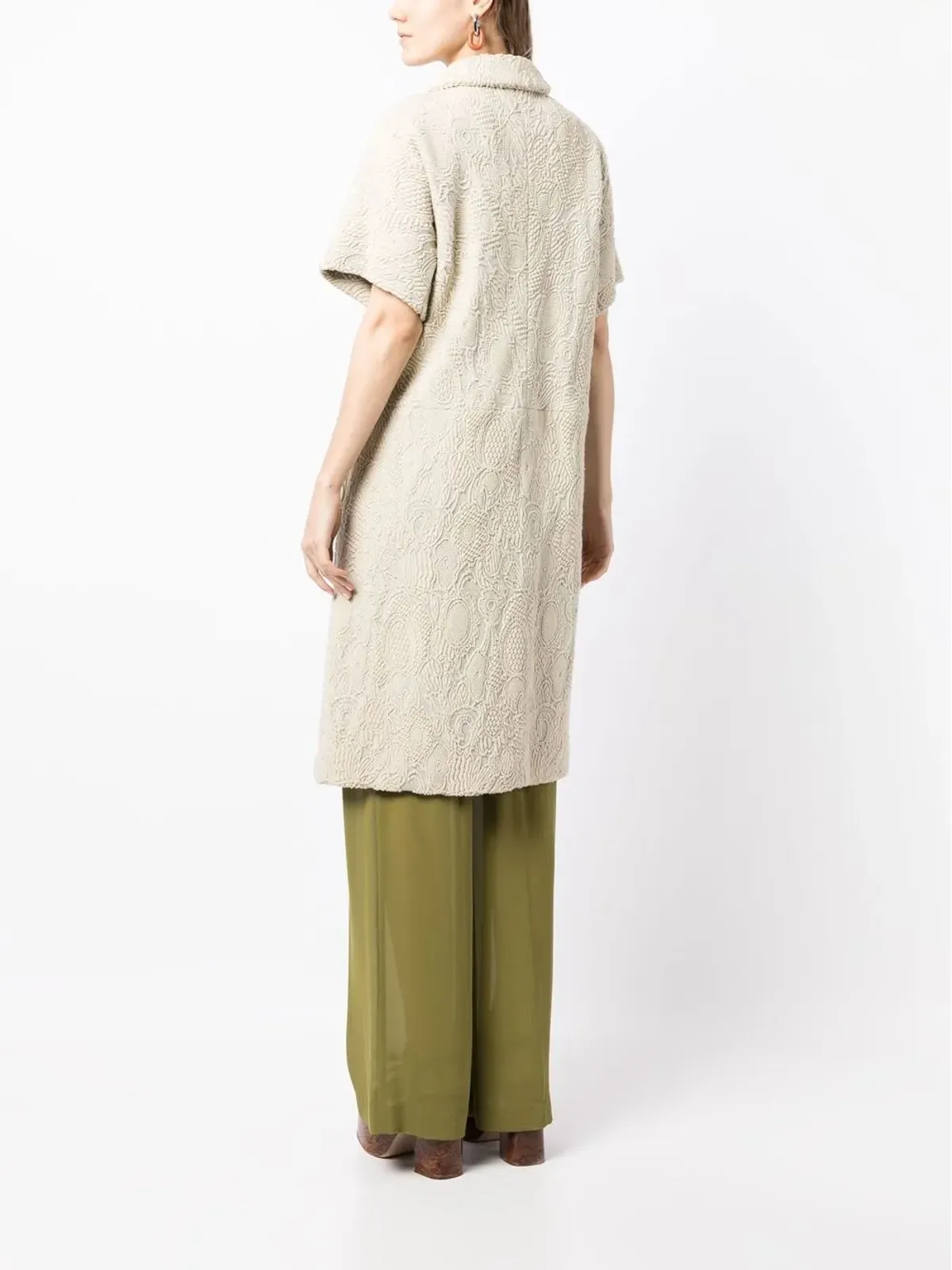 Bottega Veneta Pre-Owned 短袖ジャカードコート ブラウン - 画像4